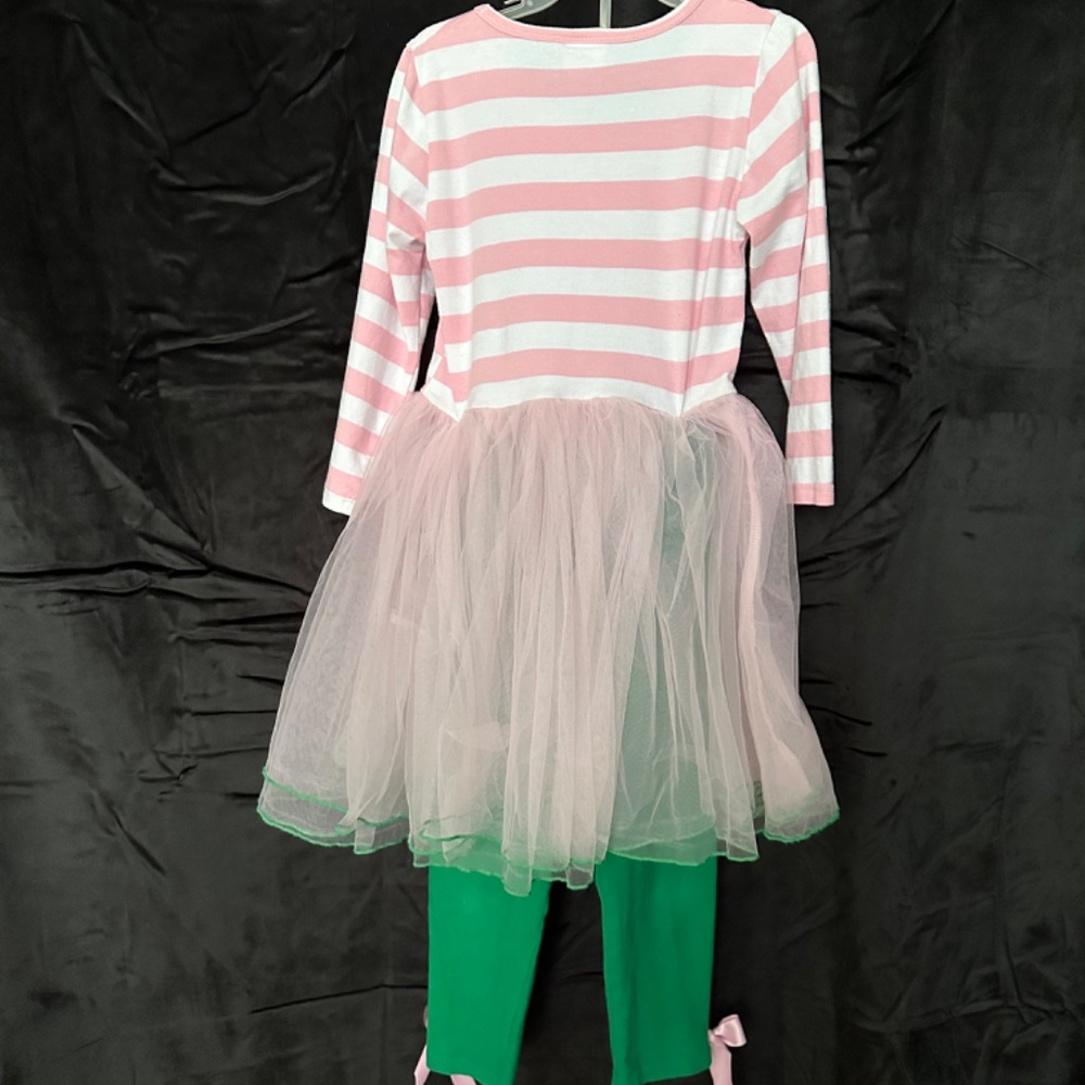 Mia Belle Girls, 2 piece Shamrock sparkle tutu tunic and green leggings size XL - Picture 4 of 6